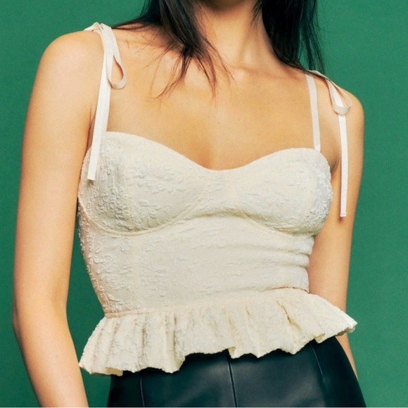 Reformation Tops - Reformation Pallas Top, Bustier Peplum Style with Ties, size 12